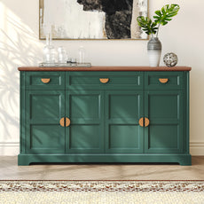 CBJCBJ Modern 60" Large Sideboard Storage Cabinet with Drawers, Farmhouse Wooden Coffee Bar, Green