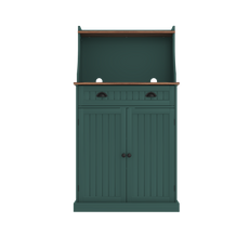 HLR Farmhouse Kitchen Pantry Cabinet with Microwave Stand, 54" Coffee Bar Storage Cabinet, Green