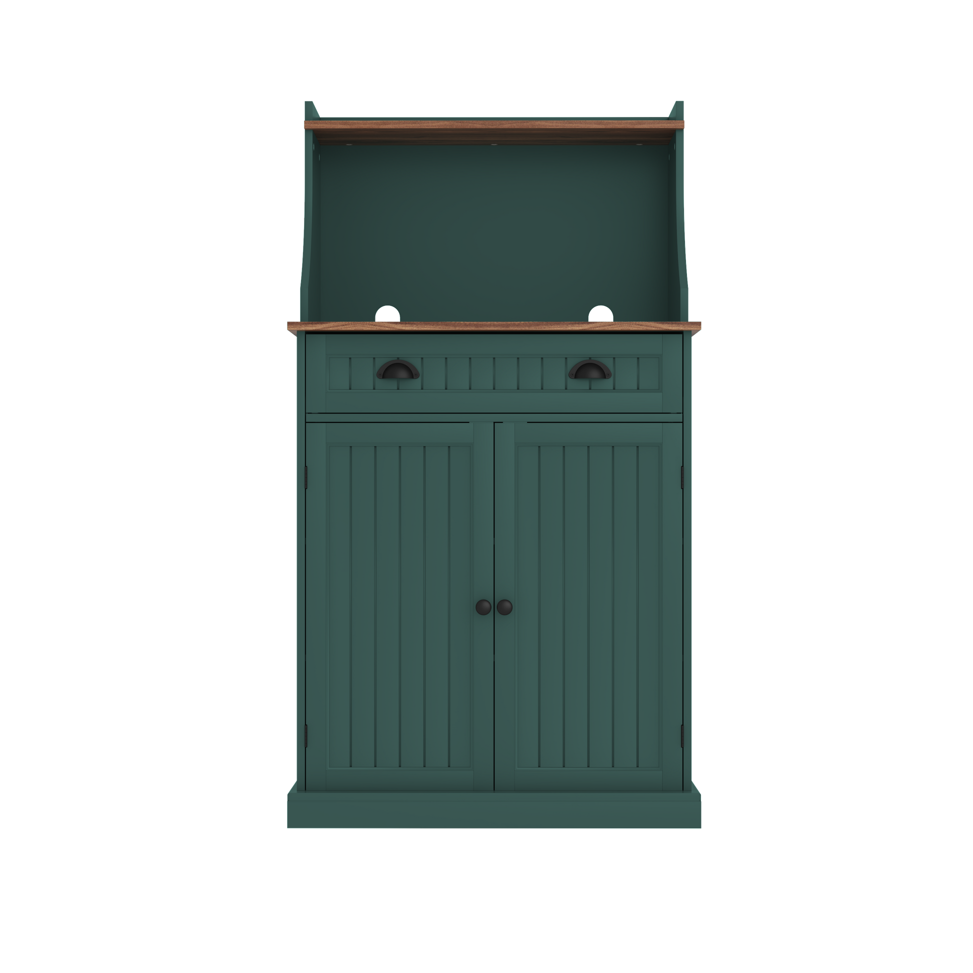 HLR Farmhouse Kitchen Pantry Cabinet with Microwave Stand, 54" Coffee Bar Storage Cabinet, Green
