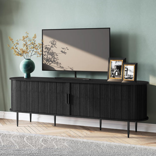 HLR® 70" Modern TV Stand with Tambour Door for TVs up to 80", Entertainment Center with Storage