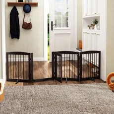 HLR® Freestanding Dog Gate with Door, Pet Gate for Stairs, 80 inch Wide Pet Barrier Indoor