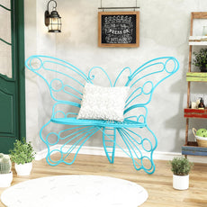 HLR® 50 Inches Outdoor Bench, Garden Bench with Sturdy Iron Metal Frame, Pretty Butterfly Bench Front Porch Bench