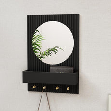 HLR® Wood Wall Mirror with Shelf&Hooks, 24