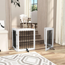 HLR® Freestanding Pet Gate for Dogs, Foldable Wooden Dog Gate, Indoor Pet Barrier for Stairs
