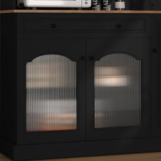 CBJCBJ 48“ Modern Wood Kitchen Pantry Cabinet with Coffee Bar, Drawer & Microwave Stand,Black