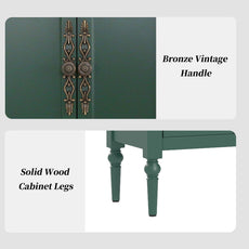 HLR 59" Mid Century Modern Storage Cabinet with Shelf, Vintage Large Sideboard Buffet Cabinet with 4 Doors, Green