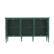 HLR 59" Mid Century Modern Storage Cabinet with Shelf, Vintage Large Sideboard Buffet Cabinet with 4 Doors, Green