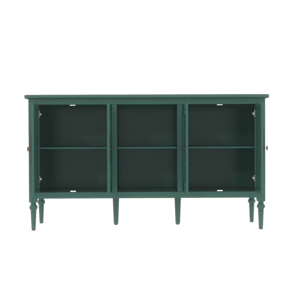 HLR 59" Mid Century Modern Storage Cabinet with Shelf, Vintage Large Sideboard Buffet Cabinet with 4 Doors, Green