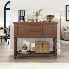 CBJCBJ 42'' Farmhouse Console Table , 2 Drawer Narrow Long Entryway Table with Open Storage Shelf , for Living Room,Brown