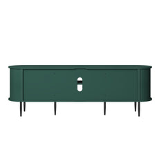 HLR 70" TV Stand for 75" TV, Wood Entertainment Center with Storage and Shelves, 2 Sliding Tambour Doors, Mid-Century Modern, Green