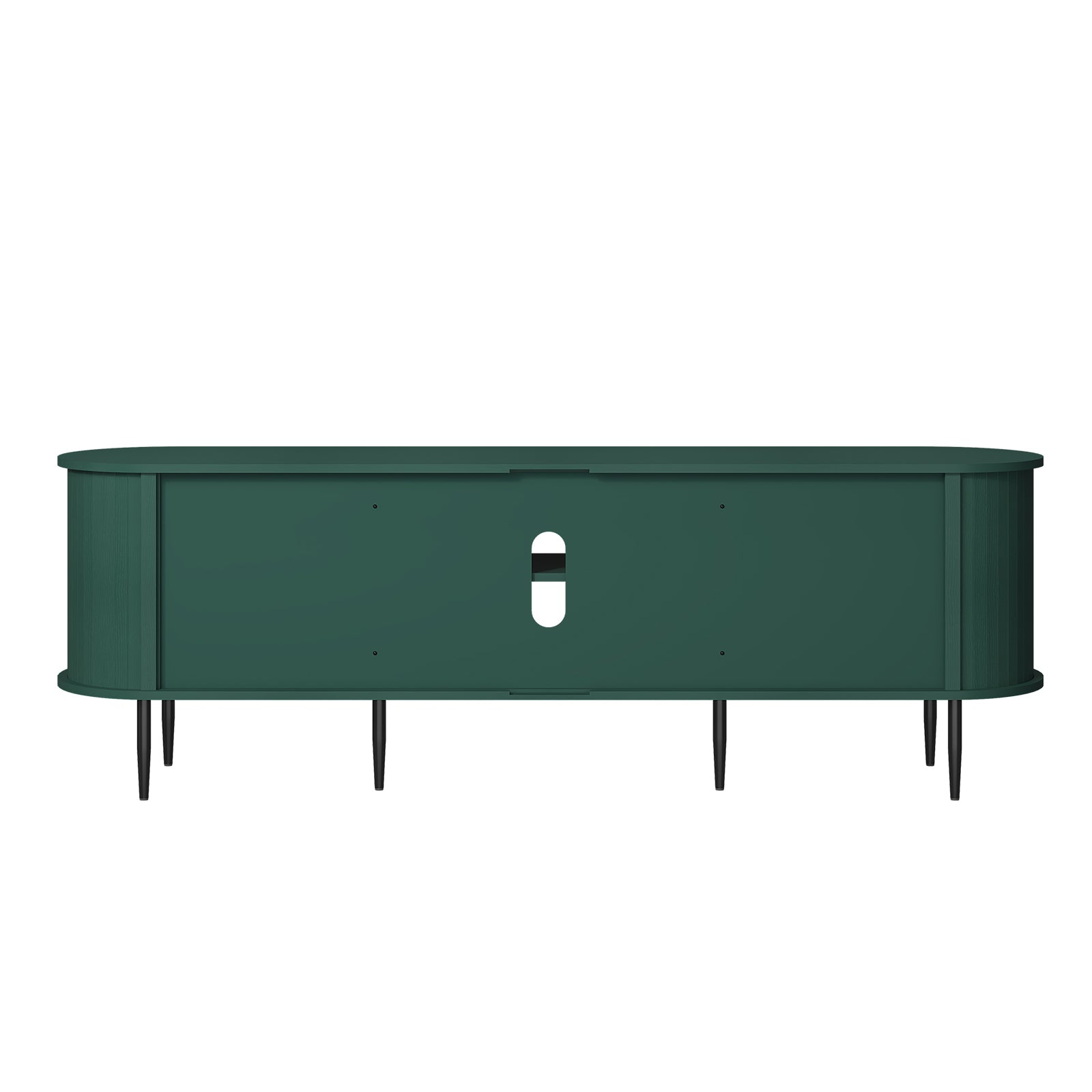 HLR 70" TV Stand for 75" TV, Wood Entertainment Center with Storage and Shelves, 2 Sliding Tambour Doors, Mid-Century Modern, Green