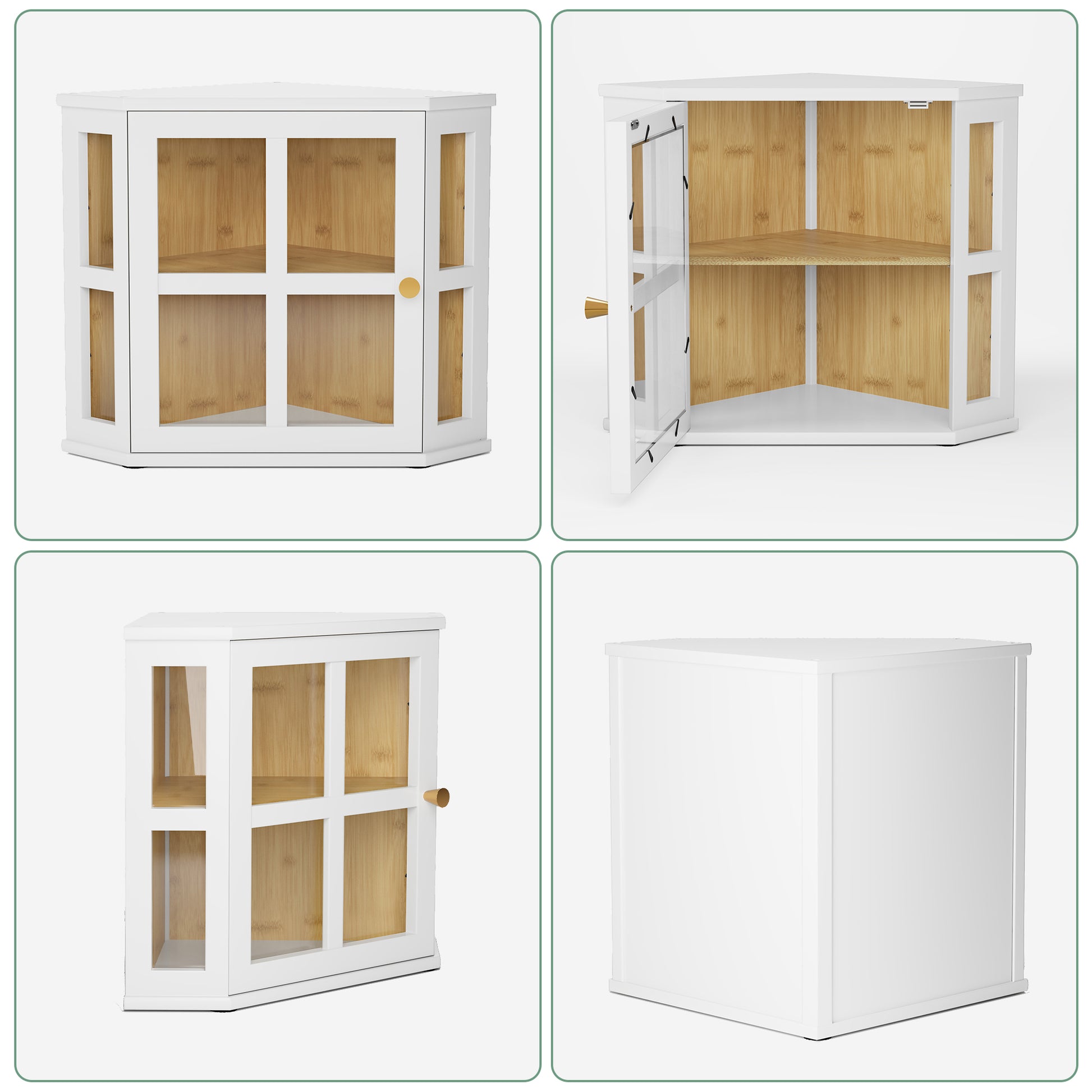 HLR Double Layer Bamboo Bread Box for Kitchen Counter, Large Capacity Bread Storage Bin with Acrylic Door, White