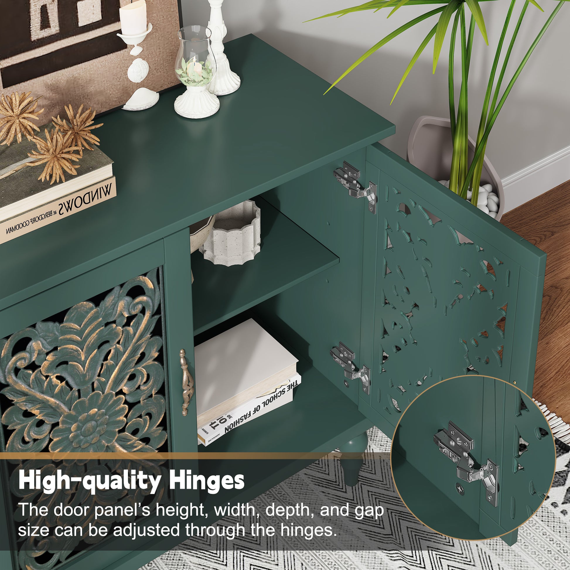 HLR 31.49" Accent Cabinet, 2 Doors Sideboards and Buffets Cabinet Buffet Cabinet with Storage for Living Room, Green
