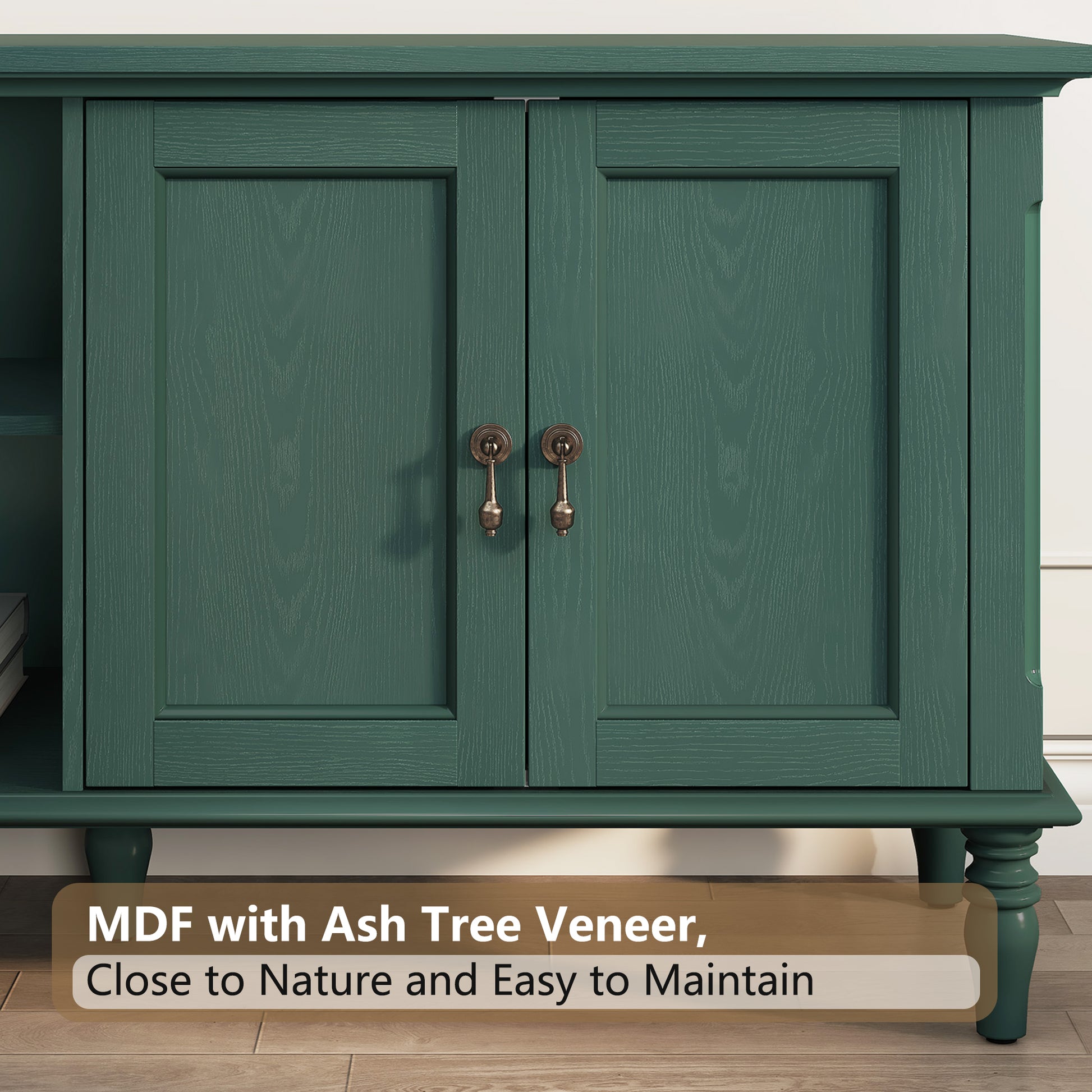 CBJCBJ 67" TV Stand, for TVs up to 75", Retro Entertainment Center with Storage for Living Room,Green