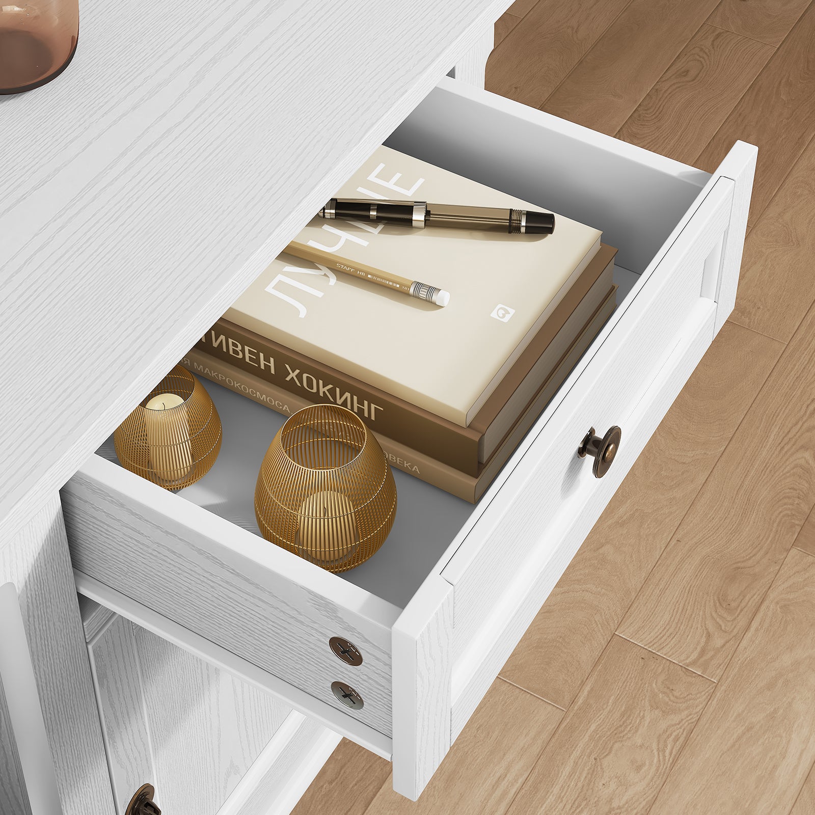 HLR® 25"H Nightstands Set of 2, Modern Retro Bedside Table with Drawer, End Table for Bedroom