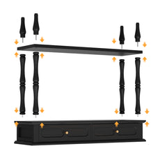 CBJCBJ Minimal Assembly Console Table, Entryway Table with 2 Drawers and Open Shelf, for Living Room, Black