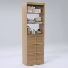 HLR Open Wardrobe Closet System with Adjustable Hanging Rods, Storage Cabinet with Drawers and Shelves,Brown