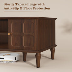 CBJCBJ Mid-Century Coffee Table,Living Room Center Table with 4-Door Storage and Open Storage, Brown