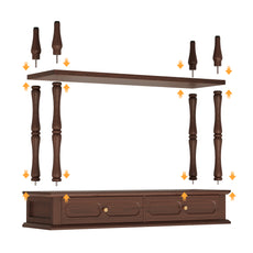 CBJCBJ Minimal Assembly Console Table, Entryway Table with 2 Drawers and Open Shelf, for Living Room, Brown