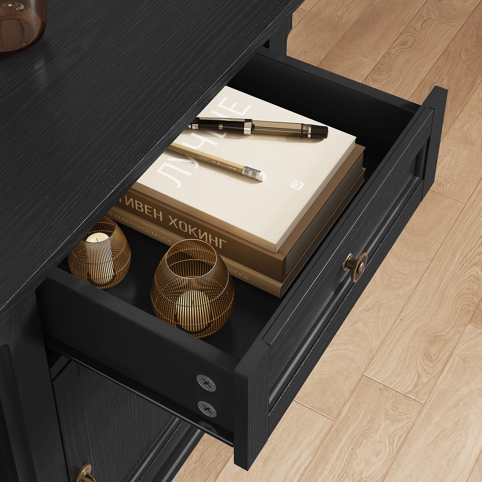 HLR® 25"H Nightstands Set of 2, Modern Retro Bedside Table with Drawer, End Table for Bedroom
