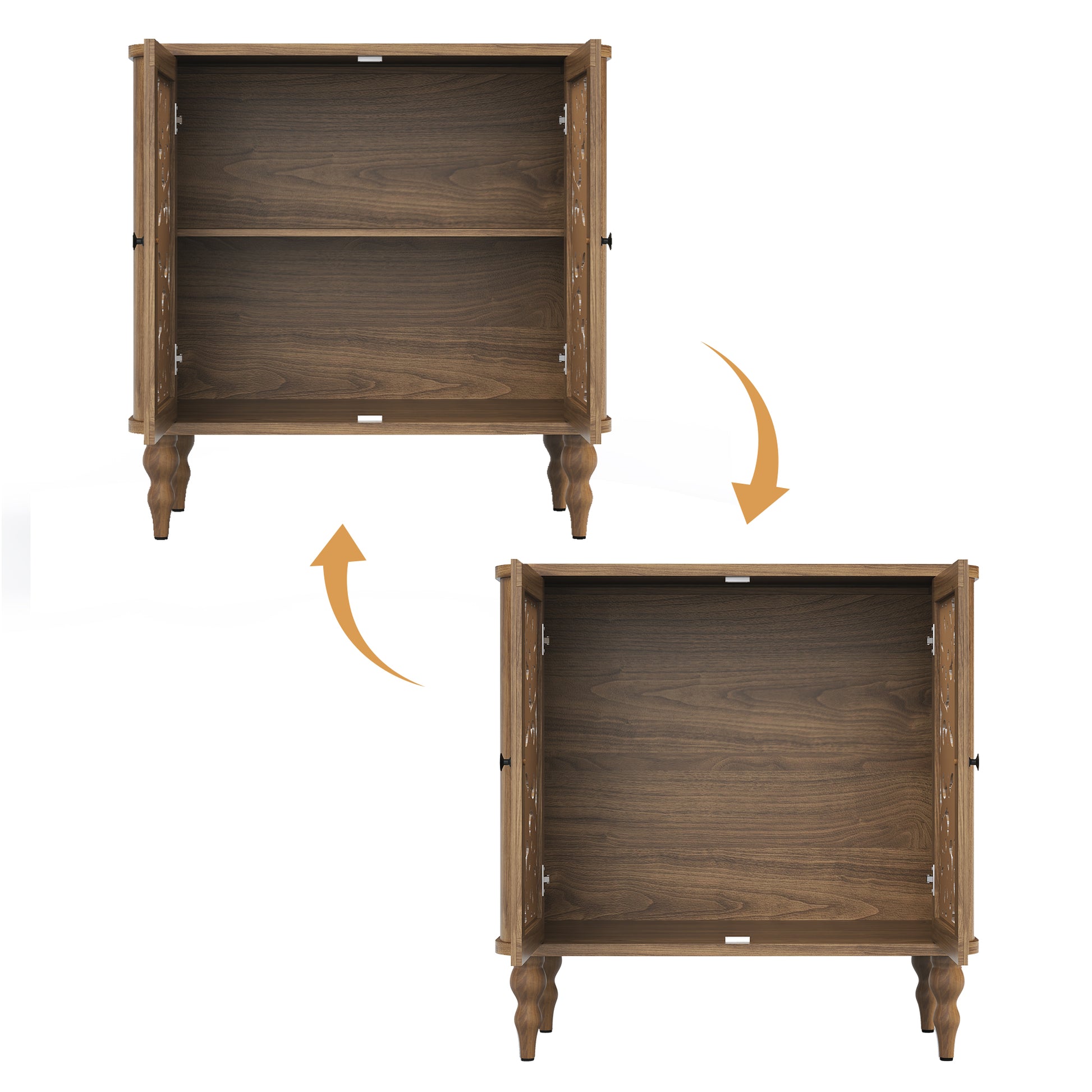 CBJCBJ 31.5" Retro Arc Carved Sideboard Buffet Cabinet, Wooden Credenza Storage for Dining Room, Brown