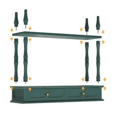 CBJCBJ Minimal Assembly Console Table, Entryway Table with 2 Drawers and Open Shelf, for Living Room, Green