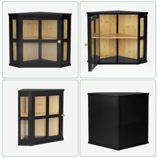 HLR Double Layer Bamboo Bread Box for Kitchen Counter, Large Capacity Bread Storage Bin with Acrylic Door, Black