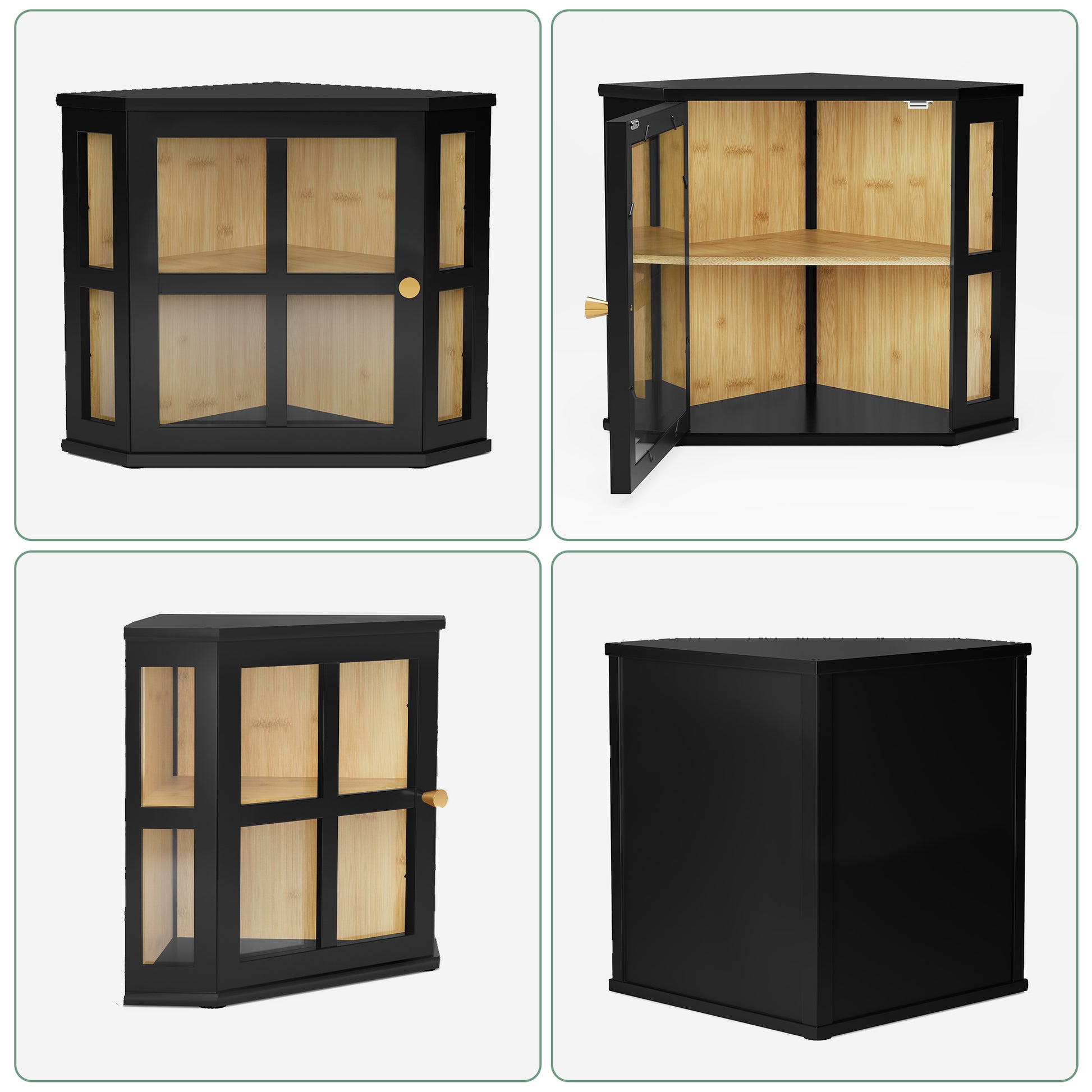 HLR Double Layer Bamboo Bread Box for Kitchen Counter, Large Capacity Bread Storage Bin with Acrylic Door, Black