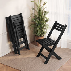 HLR 3-Piece Folding Bistro Table and Chairs Set, Outdoor Patio Solid Wood Furniture Sets with Table Outdoor Garden, Black