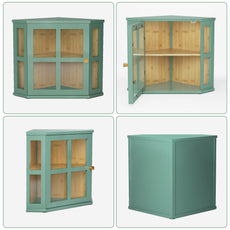HLR Double Layer Bamboo Bread Box for Kitchen Counter, Large Capacity Bread Storage Bin with Acrylic Door, Green