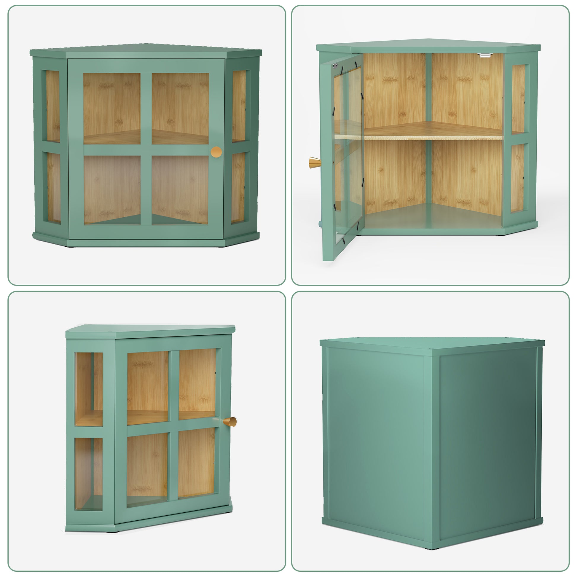 HLR Double Layer Bamboo Bread Box for Kitchen Counter, Large Capacity Bread Storage Bin with Acrylic Door, Green