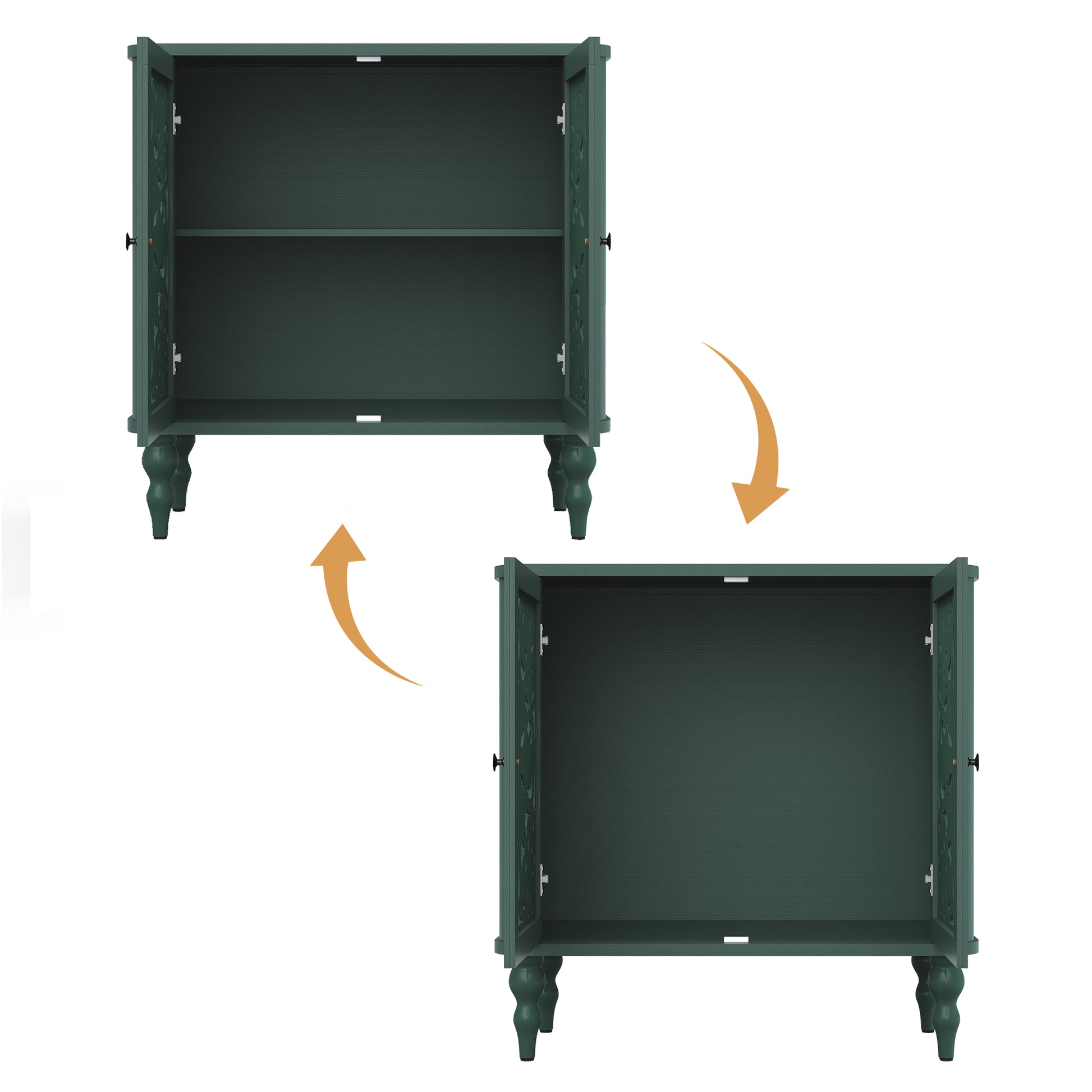 CBJCBJ 31.5" Retro Arc Carved Sideboard Buffet Cabinet, Wooden Credenza Storage for Dining Room, Green
