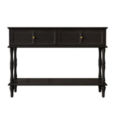 HLR 47" Mid Century Console Table, Aged Finish Entryway Table with Storage Shelf for Hallway, Black