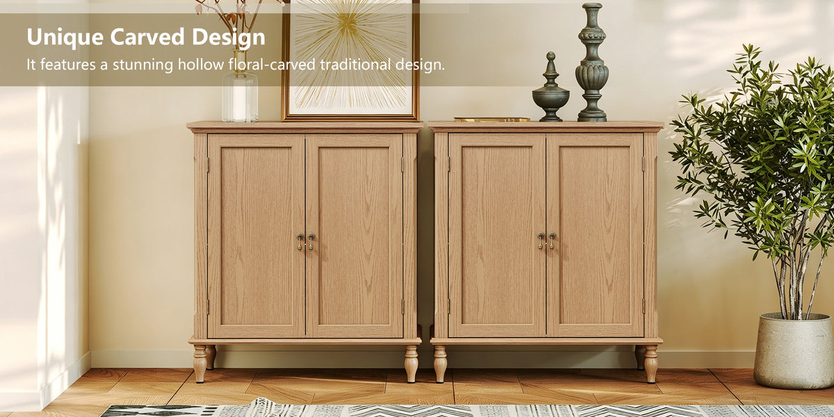HLR 31.5'' Large Sideboard Buffet Cabinet with Storage, 2 Doors Modern Credenza Table for Living Room, Brown