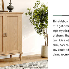 HLR 31.5'' Large Sideboard Buffet Cabinet with Storage, 2 Doors Modern Credenza Table for Living Room, Brown