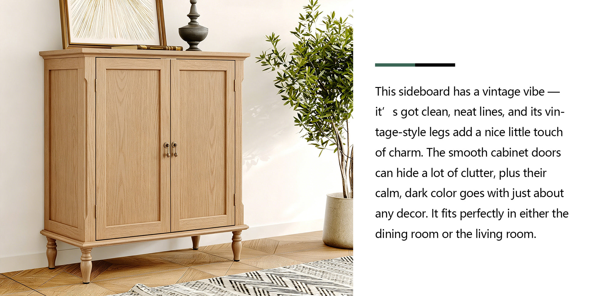 HLR 31.5'' Large Sideboard Buffet Cabinet with Storage, 2 Doors Modern Credenza Table for Living Room, Brown
