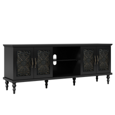 HLR® 67'' Vintage TV Stand with Hollow Carved Doors