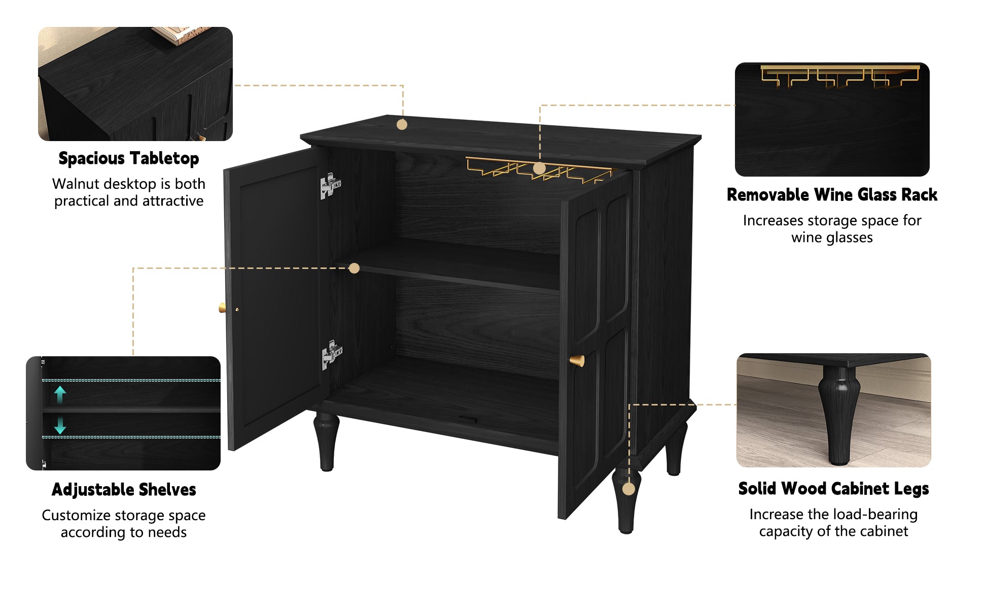 CBJCBJ Sideboard Buffet Cabinet with Storage, 31.4'' Mid Century Modern Storage Cabinet with 2 Doors and Adjustable Shelves, Accent Cabinet for Entryway, Dining Room, Living Room, Bedroom