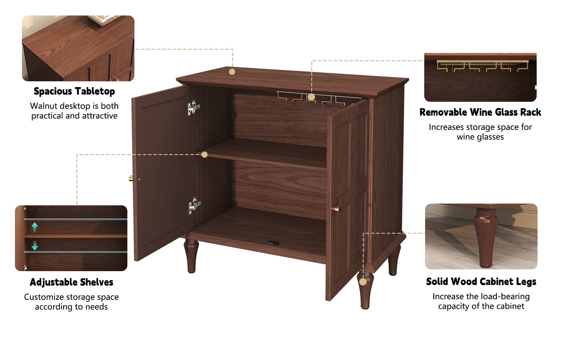 CBJCBJ Sideboard Buffet Cabinet with Storage, 31.4'' Mid Century Modern Storage Cabinet with 2 Doors and Adjustable Shelves, Accent Cabinet for Entryway, Dining Room, Living Room, Bedroom