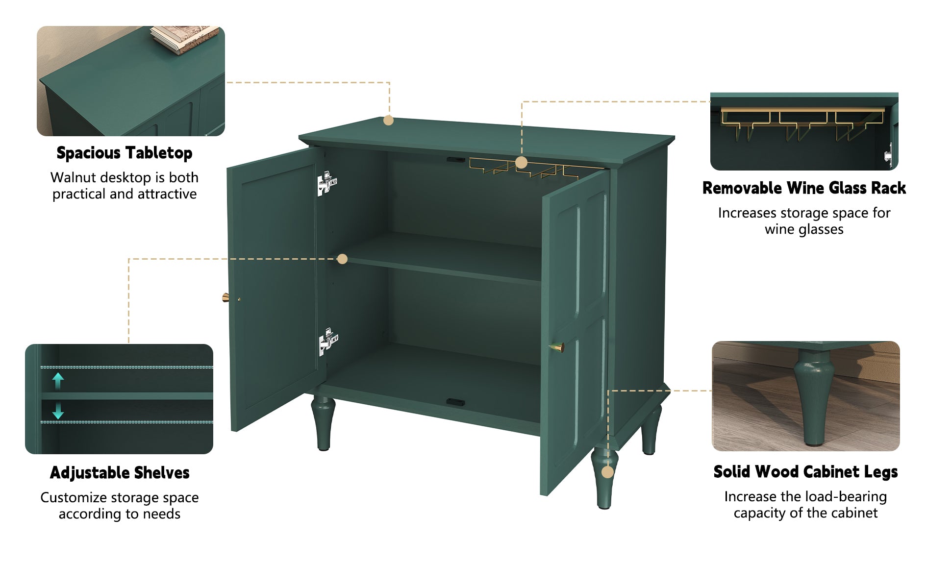 CBJCBJ Sideboard Buffet Cabinet with Storage, 31.4'' Mid Century Modern Storage Cabinet with 2 Doors and Adjustable Shelves, Accent Cabinet for Entryway, Dining Room, Living Room, Bedroom