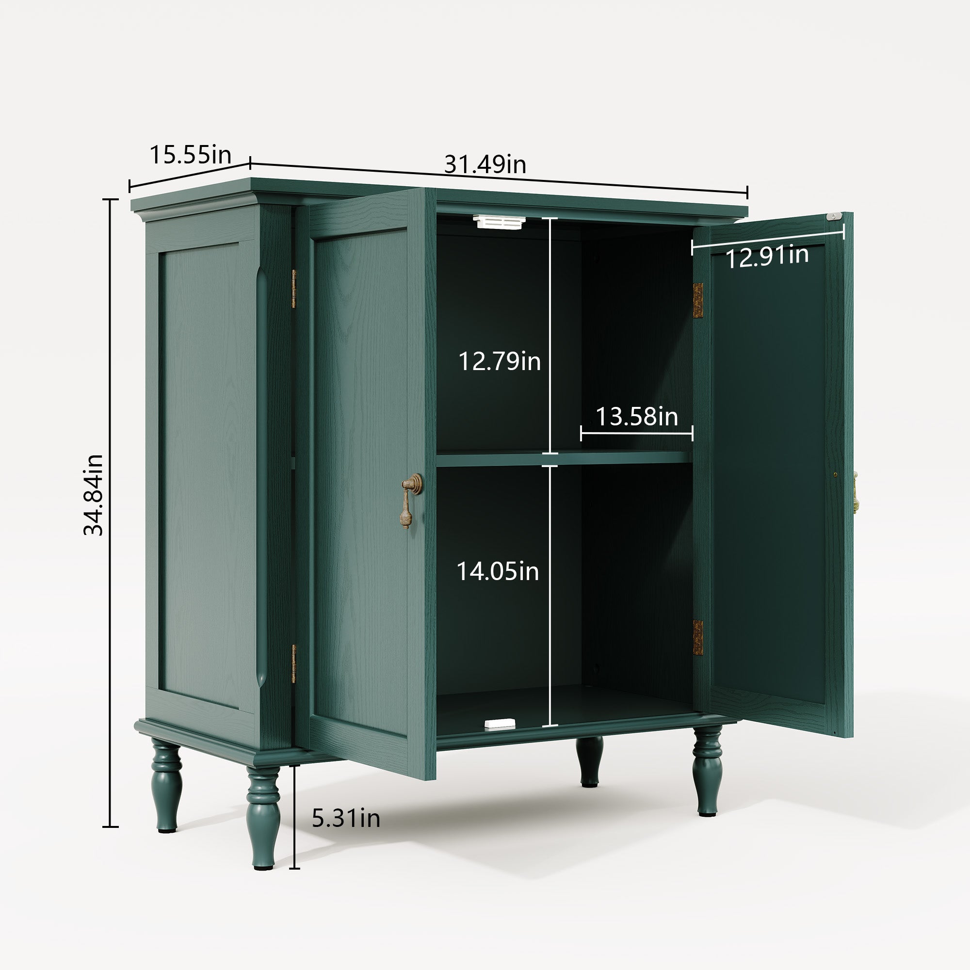 HLR 31.5'' Large Sideboard Buffet Cabinet with Storage, 2 Doors Modern Credenza Table for Living Room, Green