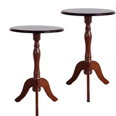 HLR Round Small End Table Set of 2, Wooden Pedestal Side Coffee Table, 2pcs Vintage Accent Nightstand for Living Room, Bedroom, Entryway, Dark Brown