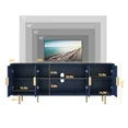 CBJCBJ 66" TV up to 75" Stand for Living Room, Entertainment Center with Glass Storage Cabinet