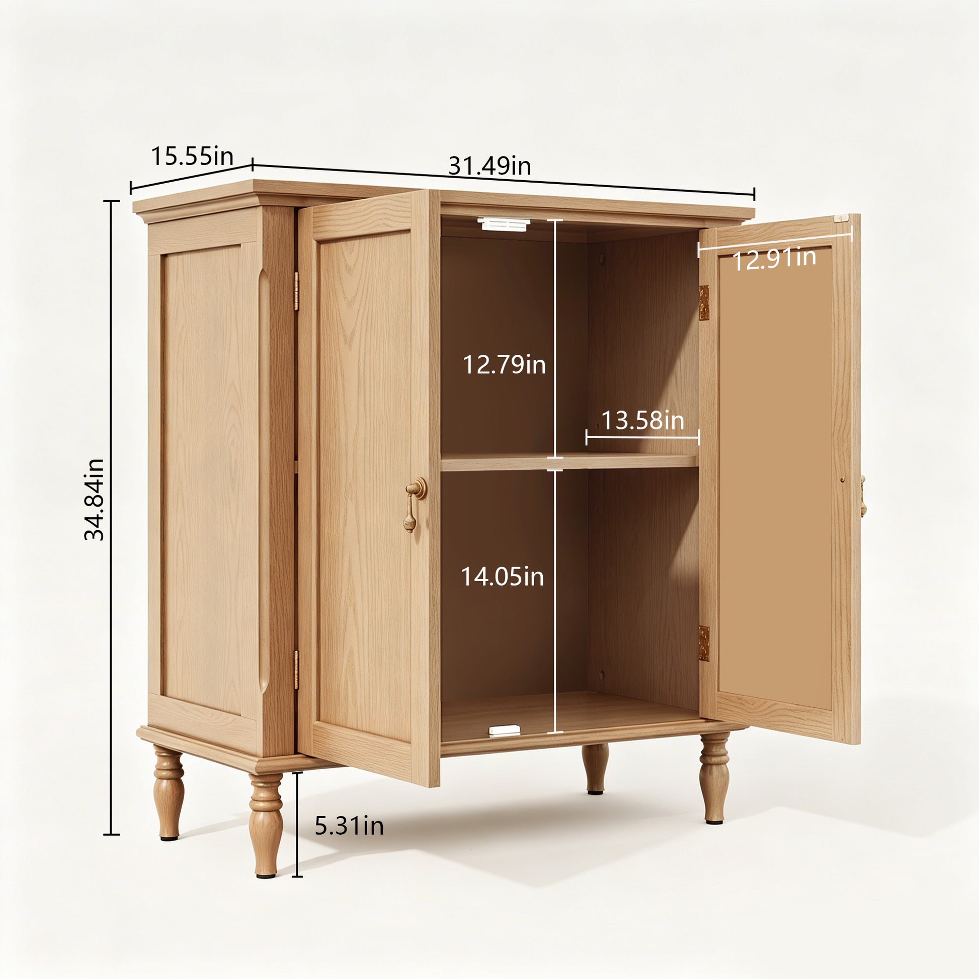 HLR 31.5'' Large Sideboard Buffet Cabinet with Storage, 2 Doors Modern Credenza Table for Living Room, Brown