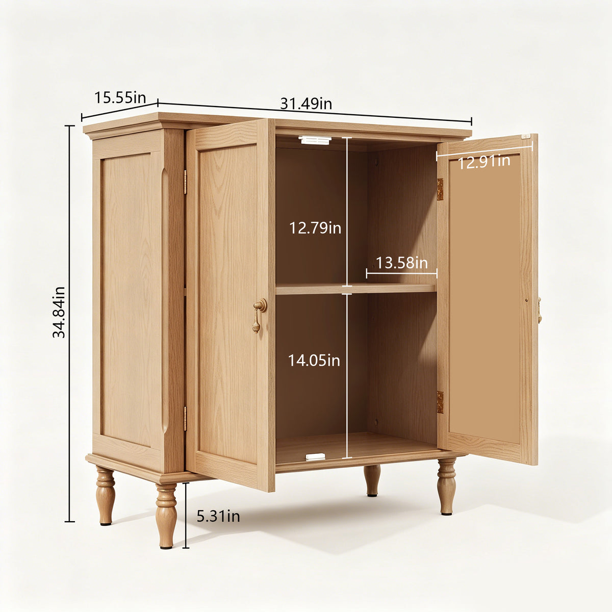 HLR 31.5'' Large Sideboard Buffet Cabinet with Storage, 2 Doors Modern Credenza Table for Living Room, Brown