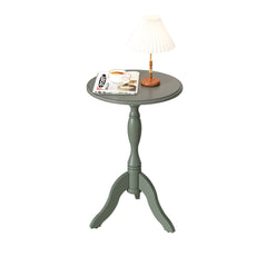 HLR Round Small End Table, Wooden Pedestal Side Coffee Tables, Vintage Accent Nightstand for Living Room, Bedroom, Entryway (2, Green)