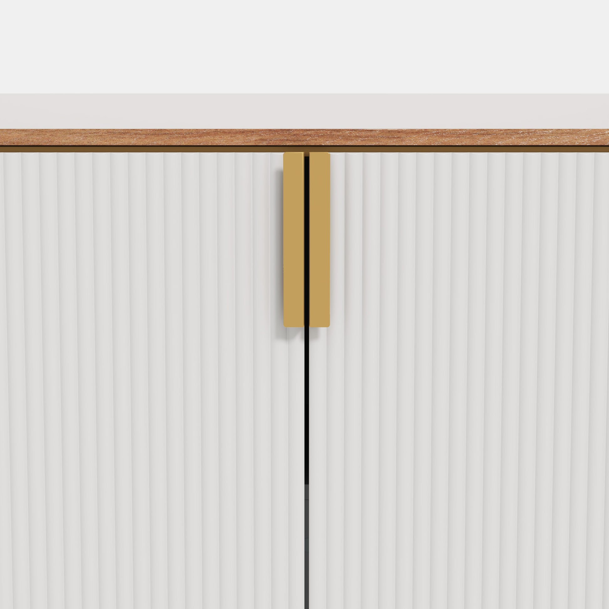 HLR 32"W Wine Bar Cabinet with 2 Door Fluted Texture, Modern Coffee Cabinet with Rack&Glass Holder, White.