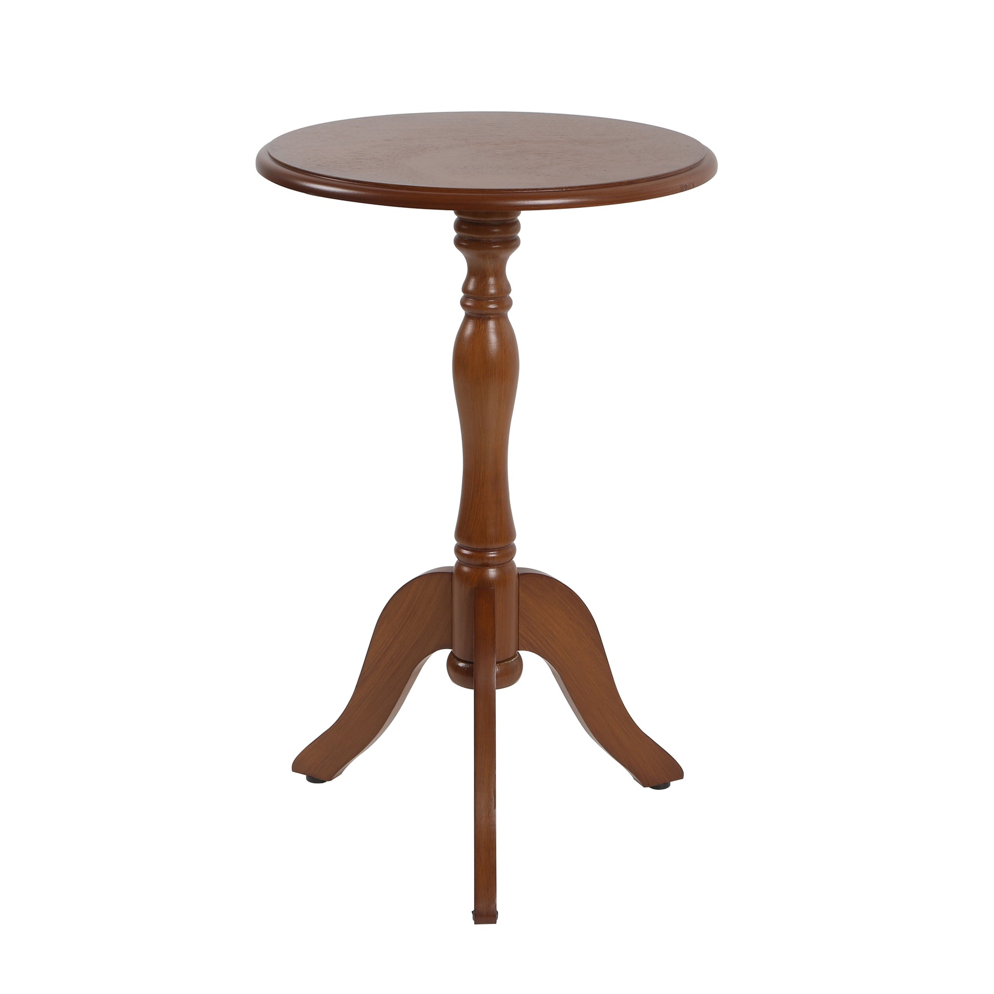 HLR Round Small End Table, Wooden Pedestal Side Coffee Tables, Vintage Accent Nightstand for Living Room, Bedroom, Entryway (2, Walnut)