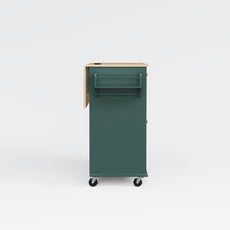 HLR Mid-Century 60" Kitchen Island with Trash Can Storage, Rolling Island Table, Green