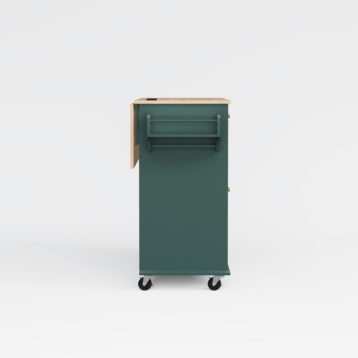 HLR Mid-Century 60" Kitchen Island with Trash Can Storage, Rolling Island Table, Green